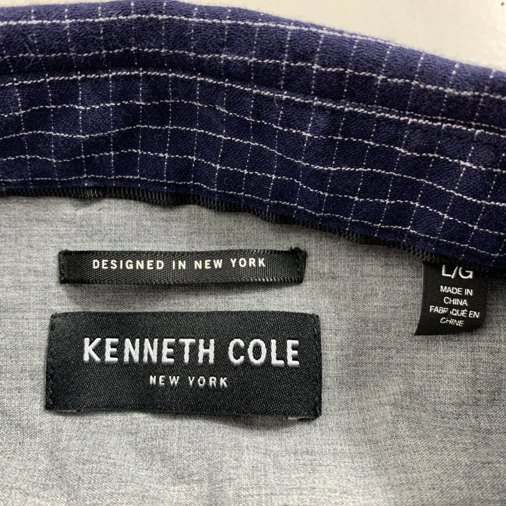 COPY - Kenneth Cole Button Down Shirt Mens Large Long Sleeve Blue Check Busines… - Picture 10 of 12